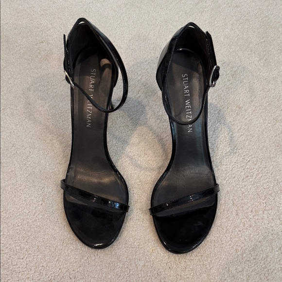 Stuart Weitzman Black Patent Nudist Sandals - Picture 1 of 4